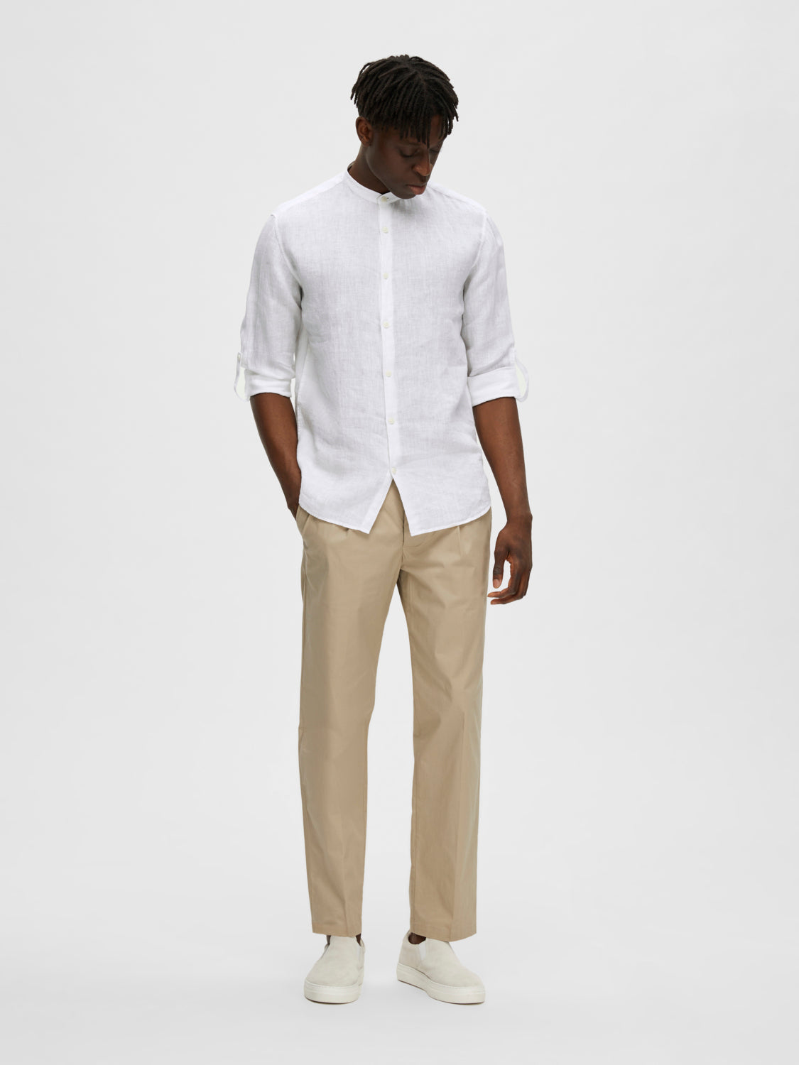 Regular Kylian Linskjorte LS Band - Hvit/ Bright White